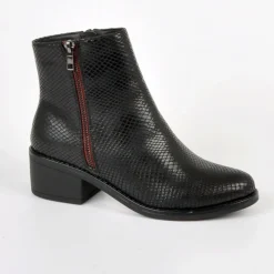 Boots, Bottines|VICE VERSA Bottines A Talons Avec Effet Reptile Noir