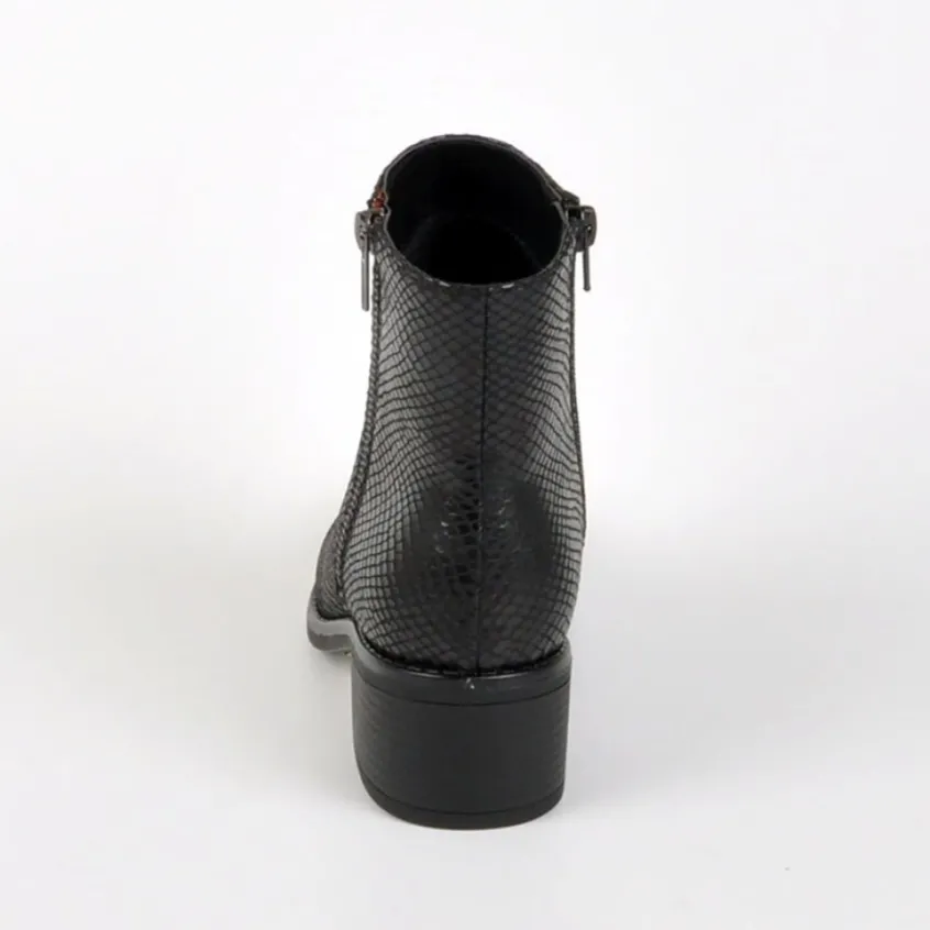 Boots, Bottines|VICE VERSA Bottines A Talons Avec Effet Reptile Noir