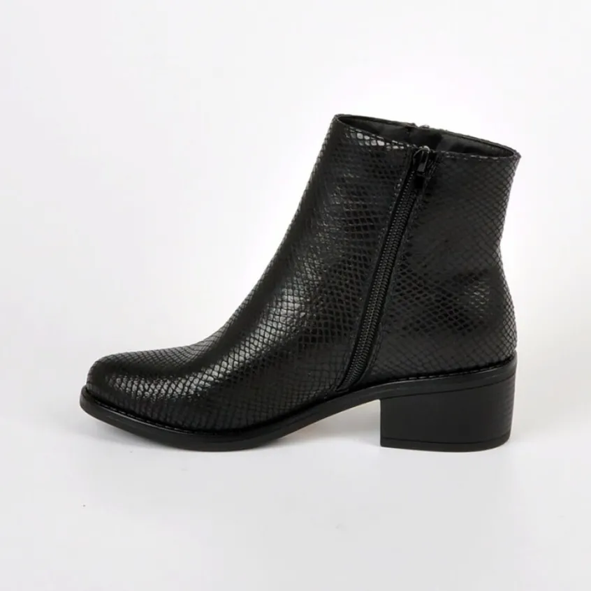 Boots, Bottines|VICE VERSA Bottines A Talons Avec Effet Reptile Noir