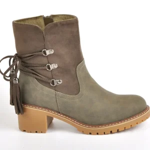 Boots, Bottines|OUTSHOES Bottines A Talons Avec Pampilles Kaki