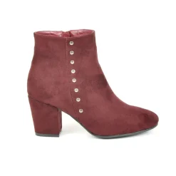 Boots, Bottines|VICE VERSA Bottines A Talons Avec Petits Clous Bordeaux