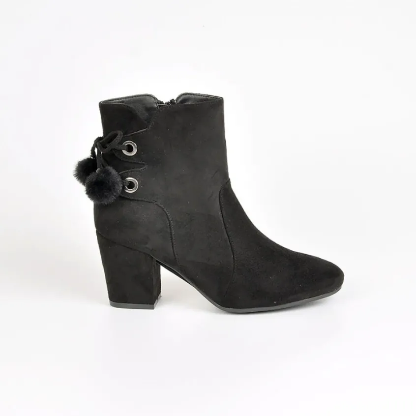 Boots, Bottines|VICE VERSA Bottines A Talons Avec Pompons Noir