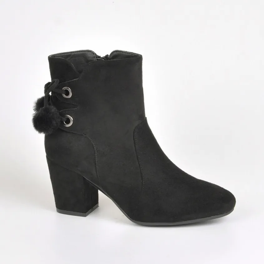 Boots, Bottines|VICE VERSA Bottines A Talons Avec Pompons Noir