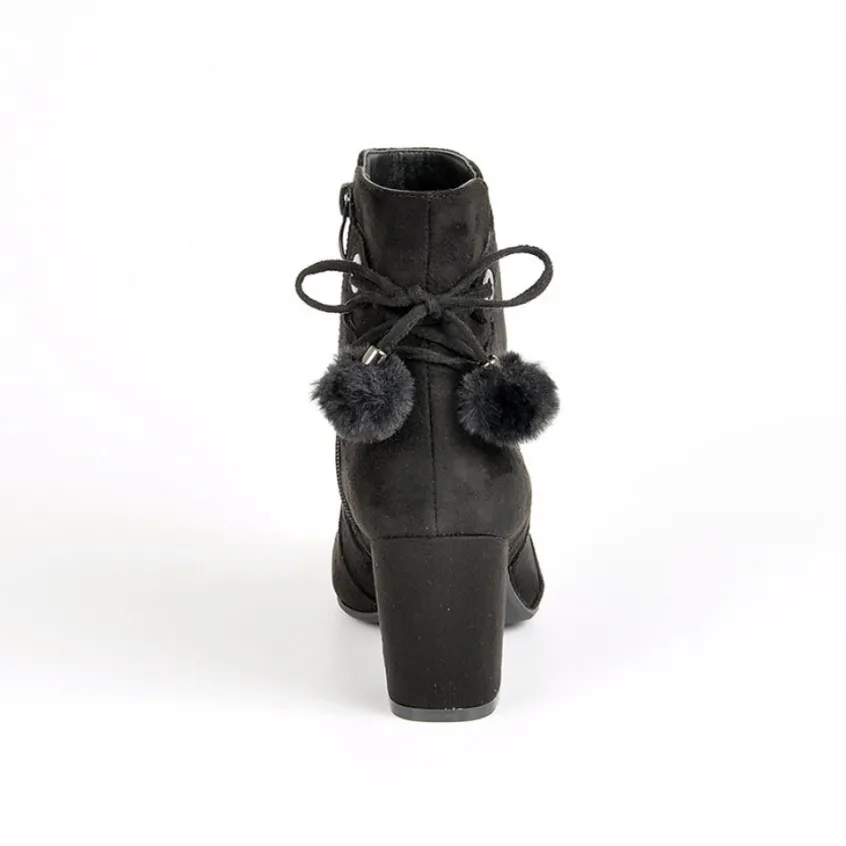 Boots, Bottines|VICE VERSA Bottines A Talons Avec Pompons Noir