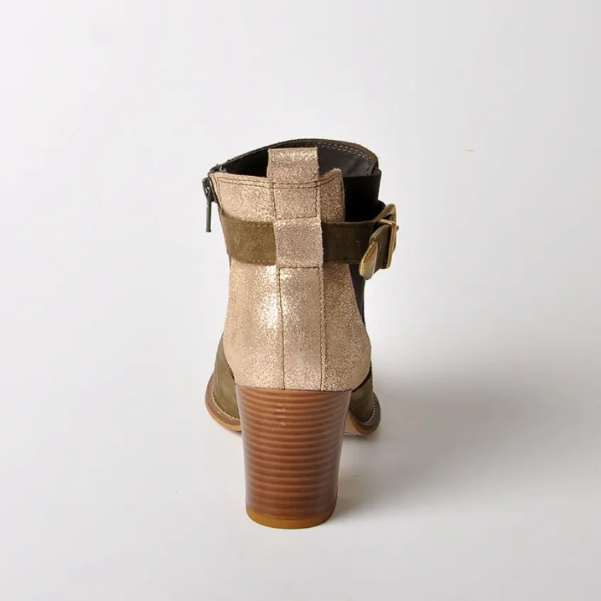 Boots, Bottines|TIPO ALTO Bottines A Talons Bi-Matieres Kaki
