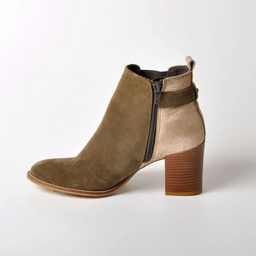 Boots, Bottines|TIPO ALTO Bottines A Talons Bi-Matieres Kaki