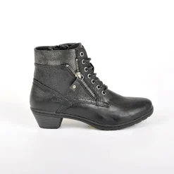Chaussures Confort|SCALINA Bottines A Talons Bi-Matieres Noir