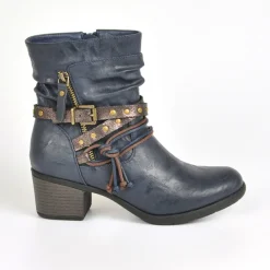 Boots, Bottines|VICE VERSA Bottines A Talons Femme Avec Boucle Bleu Marine