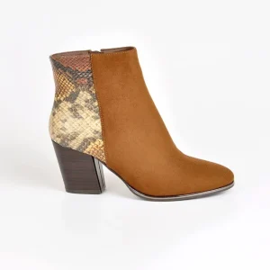 Boots, Bottines|MASCARA Bottines A Talons Femme Avec Effet Reptile Marron