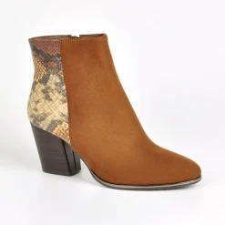 Boots, Bottines|MASCARA Bottines A Talons Femme Avec Effet Reptile Marron