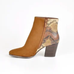 Boots, Bottines|MASCARA Bottines A Talons Femme Avec Effet Reptile Marron