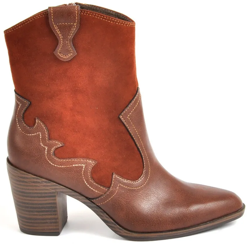 Boots, Bottines|VICE VERSA Bottines A Talons Femme Style Western Marron