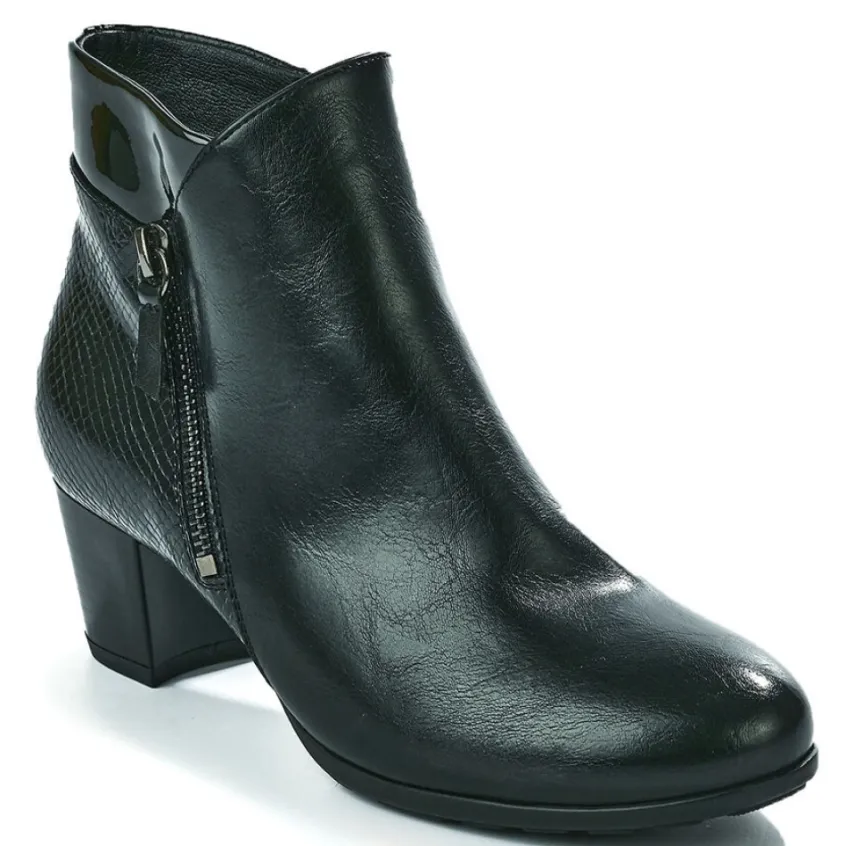 Chaussures Confort|SCALINA Bottines A Talons Femme Noir