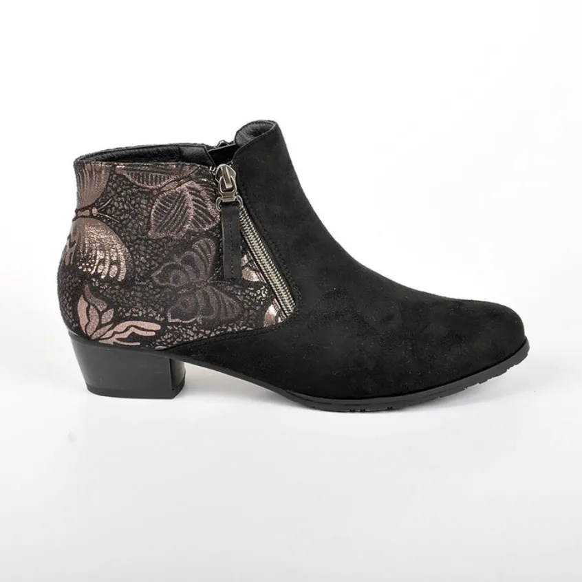 Chaussures Confort|SCALINA Bottines A Talons Motifs Papillons Noir