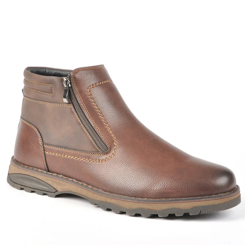 Boots, Bottines|OUTSHOES Bottines Avec Zip Pratique Sur Le Cote Marron
