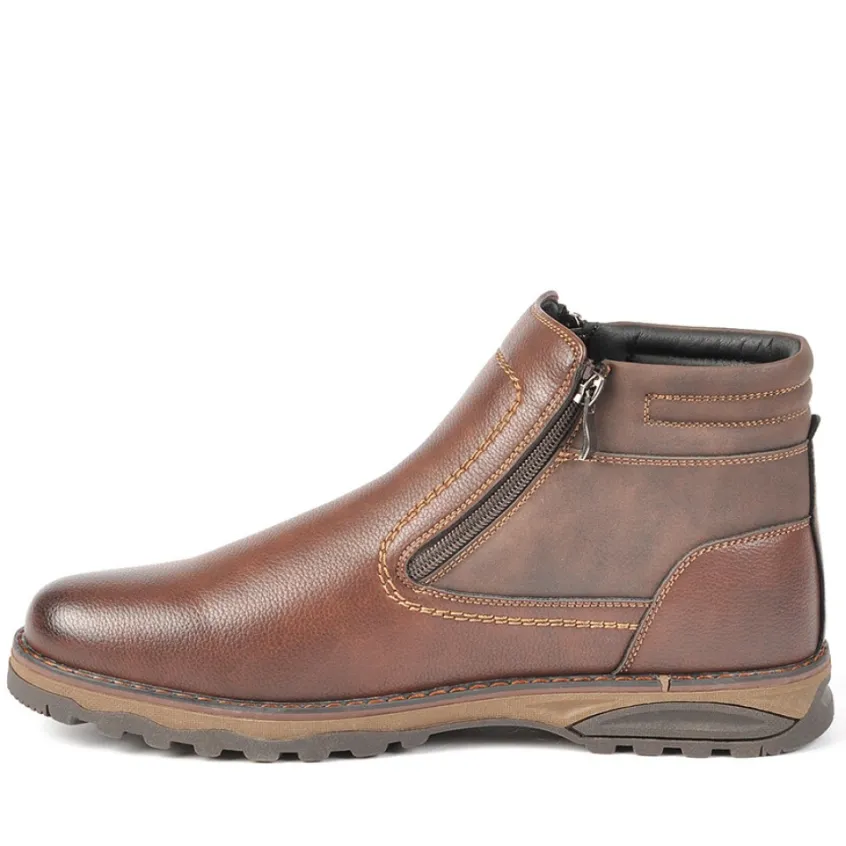 Boots, Bottines|OUTSHOES Bottines Avec Zip Pratique Sur Le Cote Marron