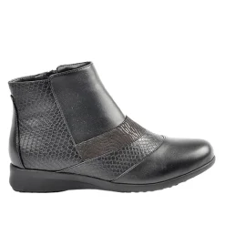 Chaussures Confort|LADY CONFORT Bottines Compensees Avec Effet Reptile Noir