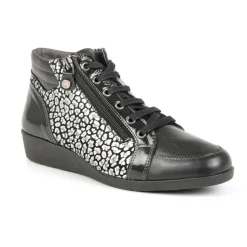 Chaussures Confort|LADY CONFORT Bottines Compensees Avec Zip Pratique Sur Le Cote Noir