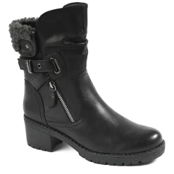 Boots, Bottines|VICE VERSA Bottines Femme A Talons Avec Col Fausse Fourrure Noir