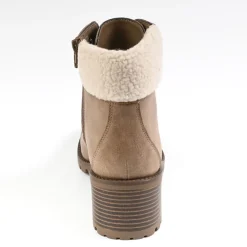 Boots, Bottines|VICE VERSA Bottines Femme A Talons Avec Col Fausse Fourrure Beige