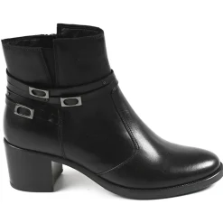 Boots, Bottines|TIPO ALTO Bottines Femme A Talons Avec Boucles Metalliques Noir