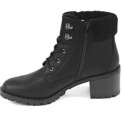 Boots, Bottines|VICE VERSA Bottines Femme A Talons Avec Col Fausse Fourrure Noir