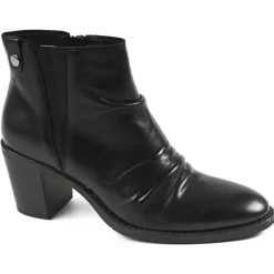Boots, Bottines|TIPO ALTO Bottines Femme A Talons Avec Tige Plissee Noir