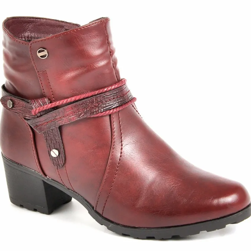 Chaussures Confort|SCALINA Bottines Femme A Talons Bordeaux