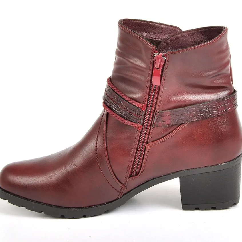 Chaussures Confort|SCALINA Bottines Femme A Talons Bordeaux