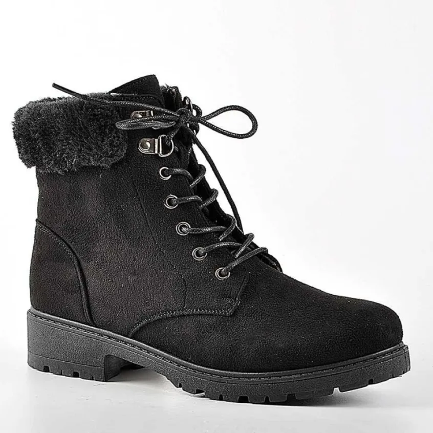 Boots, Bottines|VICE VERSA Bottines Femme Avec Col Fausse Fourrure Noir