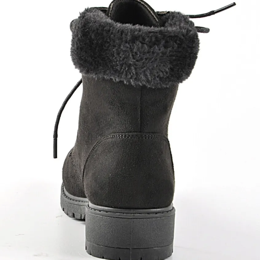 Boots, Bottines|VICE VERSA Bottines Femme Avec Col Fausse Fourrure Noir