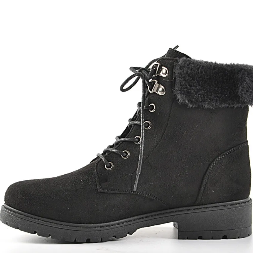 Boots, Bottines|VICE VERSA Bottines Femme Avec Col Fausse Fourrure Noir