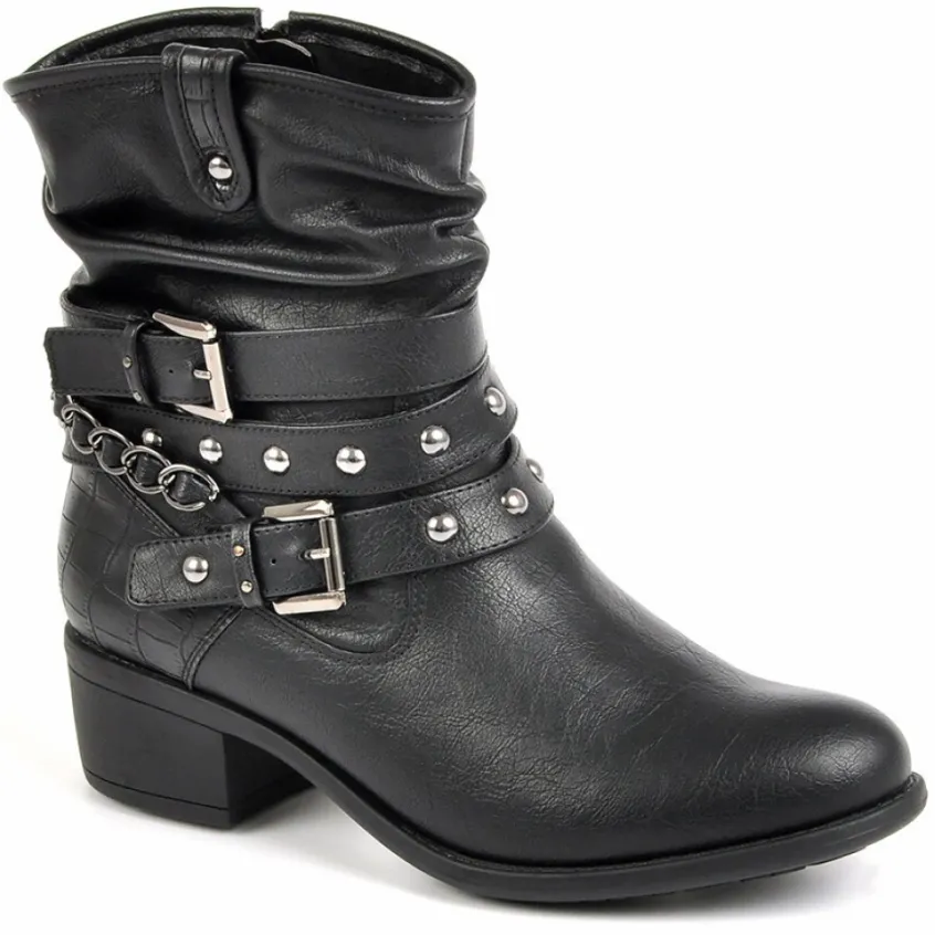Boots, Bottines|VICE VERSA Bottines Femme Avec Petits Clous Noir