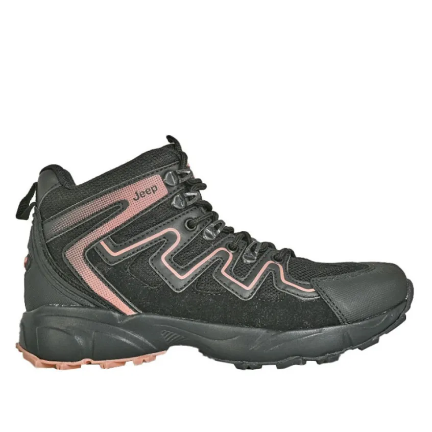 Baskets, Sneakers|JEEP Bottines Montantes Femme Noir A Lacets