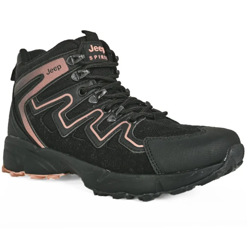 Baskets, Sneakers|JEEP Bottines Montantes Femme Noir A Lacets