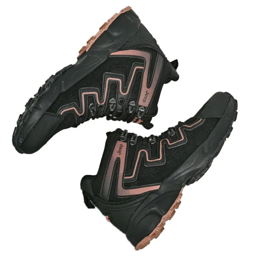 Baskets, Sneakers|JEEP Bottines Montantes Femme Noir A Lacets