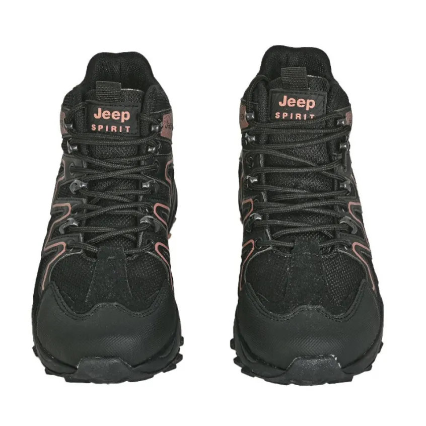 Baskets, Sneakers|JEEP Bottines Montantes Femme Noir A Lacets
