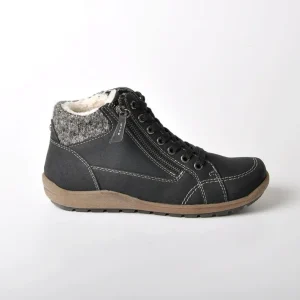 Chaussures Confort|SCALINA Bottines Plates Avec Col Tricot Noir