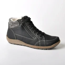 Chaussures Confort|SCALINA Bottines Plates Avec Col Tricot Noir