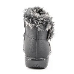 Chaussures Confort|LADY CONFORT Bottines Plates Avec Col Fausse Fourrure Noir