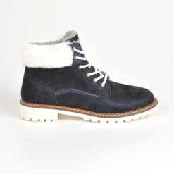 Boots, Bottines|OUTSHOES Bottines Plates Avec Col Fausse Fourrure Bleu Marine