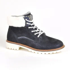 Boots, Bottines|OUTSHOES Bottines Plates Avec Col Fausse Fourrure Bleu Marine