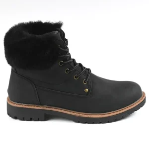 Boots, Bottines|OUTSHOES Bottines Plates Avec Col Fausse Fourrure Noir