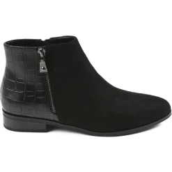 Boots, Bottines|VICE VERSA Bottines Plates Avec Effet Croco Noir