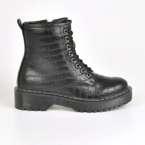 Boots, Bottines|VICE VERSA Bottines Plates Avec Effet Croco Noir