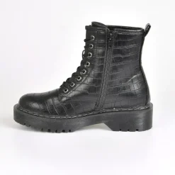 Boots, Bottines|VICE VERSA Bottines Plates Avec Effet Croco Noir