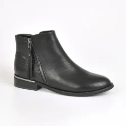 Boots, Bottines|VICE VERSA Bottines Plates Femme Avec Zip Noir