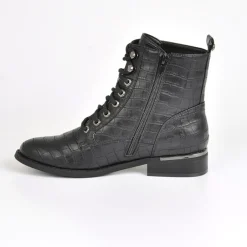 Boots, Bottines|VICE VERSA Bottines Plates Femme Avec Effet Croco Noir
