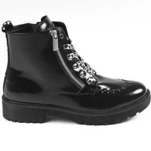 Boots, Bottines|CREEPERS Bottines Plates Femme Avec Zip Decoratif Noir