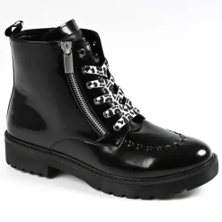 Boots, Bottines|CREEPERS Bottines Plates Femme Avec Zip Decoratif Noir